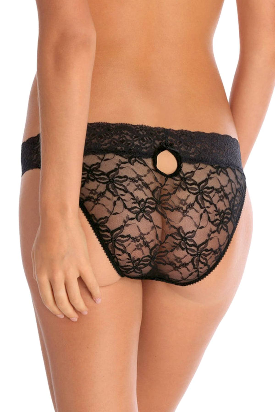 HEIDI by Heidi Klum Ebony Stretch-Lace Keyhole Bikini Brief
