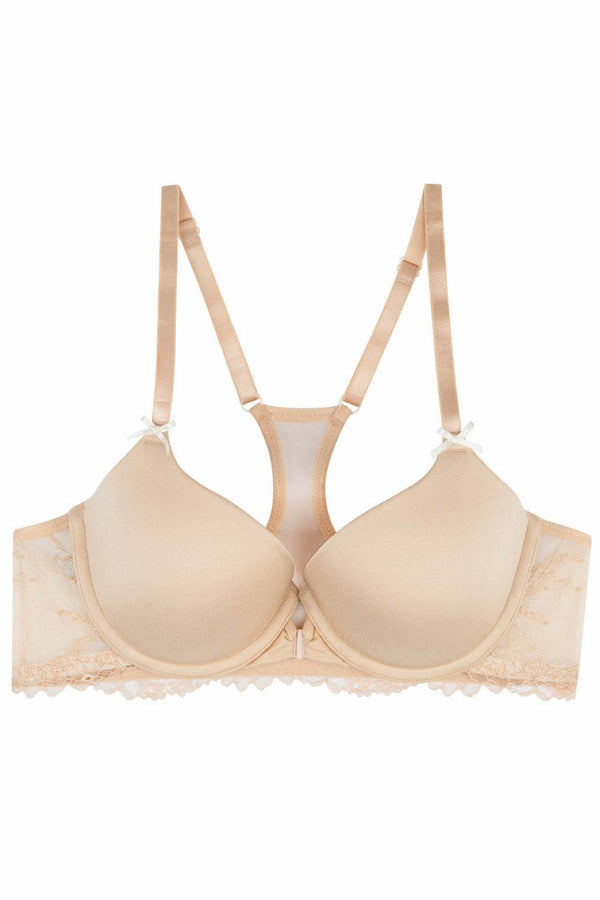 HEIDI by Heidi Klum Toasted-Almond/Pristine Racerback Lace T-Shirt Bra