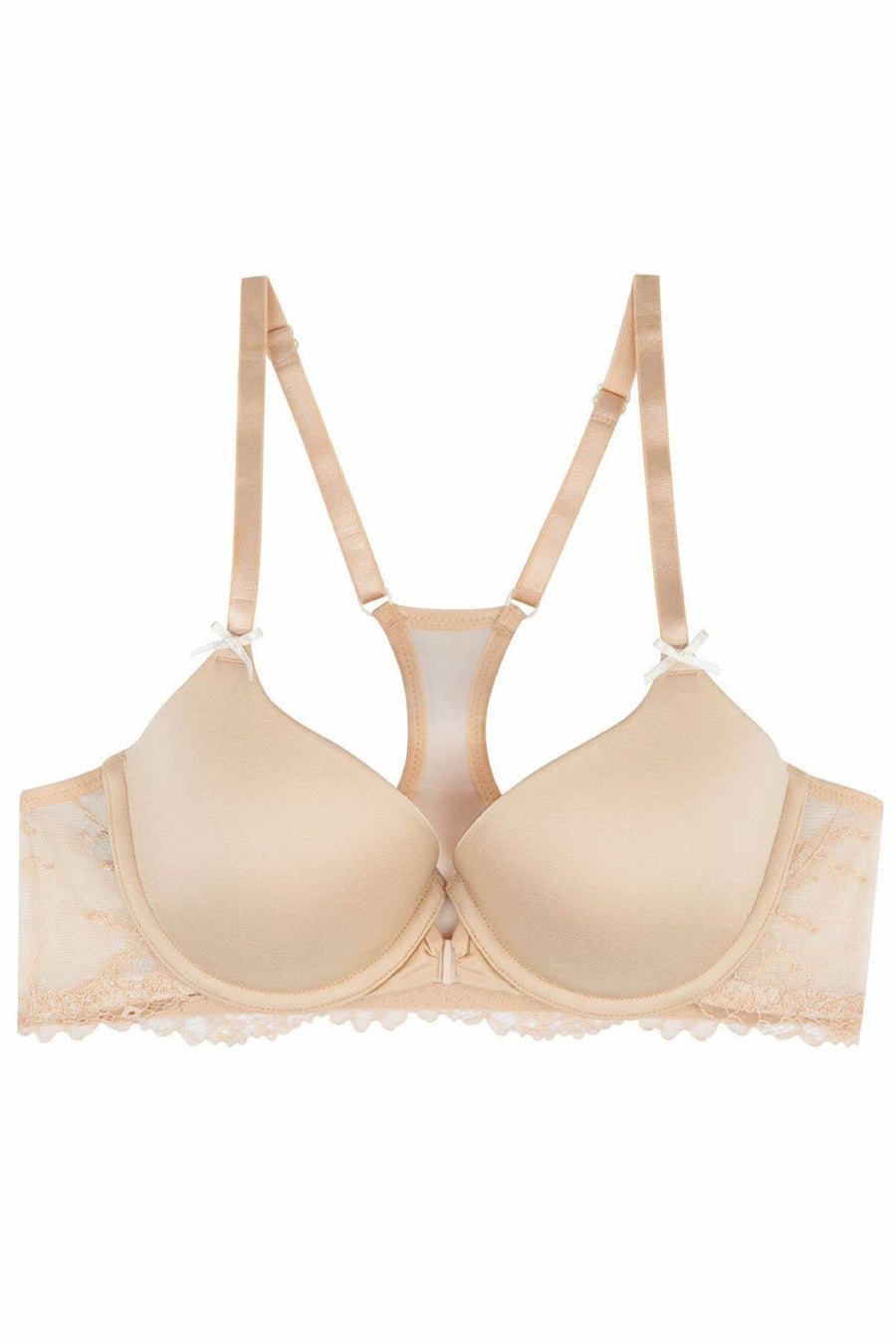 HEIDI by Heidi Klum Toasted-Almond/Pristine Racerback Lace T-Shirt Bra