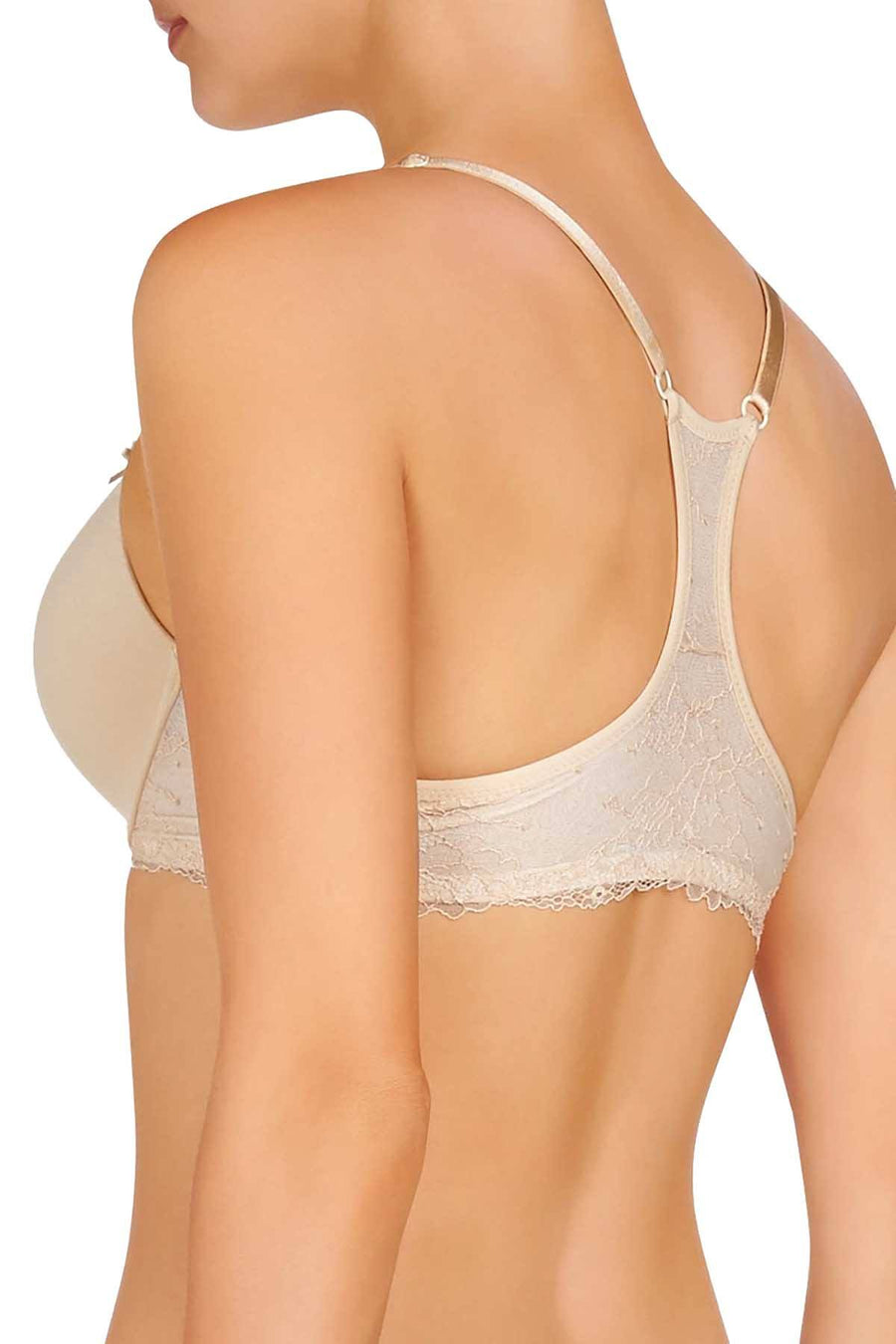 HEIDI by Heidi Klum Toasted-Almond/Pristine Racerback Lace T-Shirt Bra