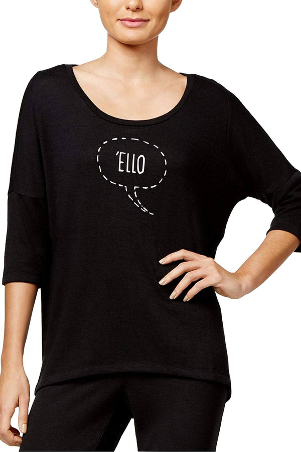 HUE Black 'Ello Graphic-Print Lounge Tee
