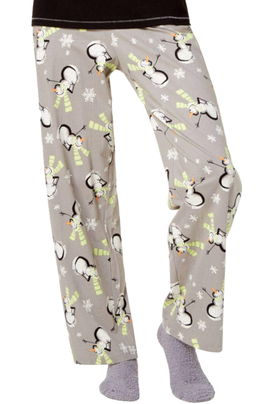 HUE Black/Grey Let-It-Snow Printed 3-Pc Pajama Set