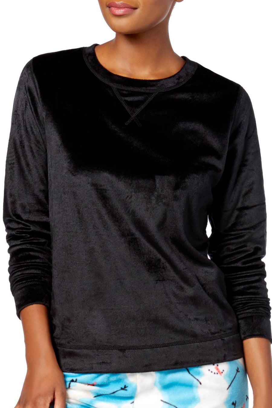 HUE Black Plush Fleece Lounge Top