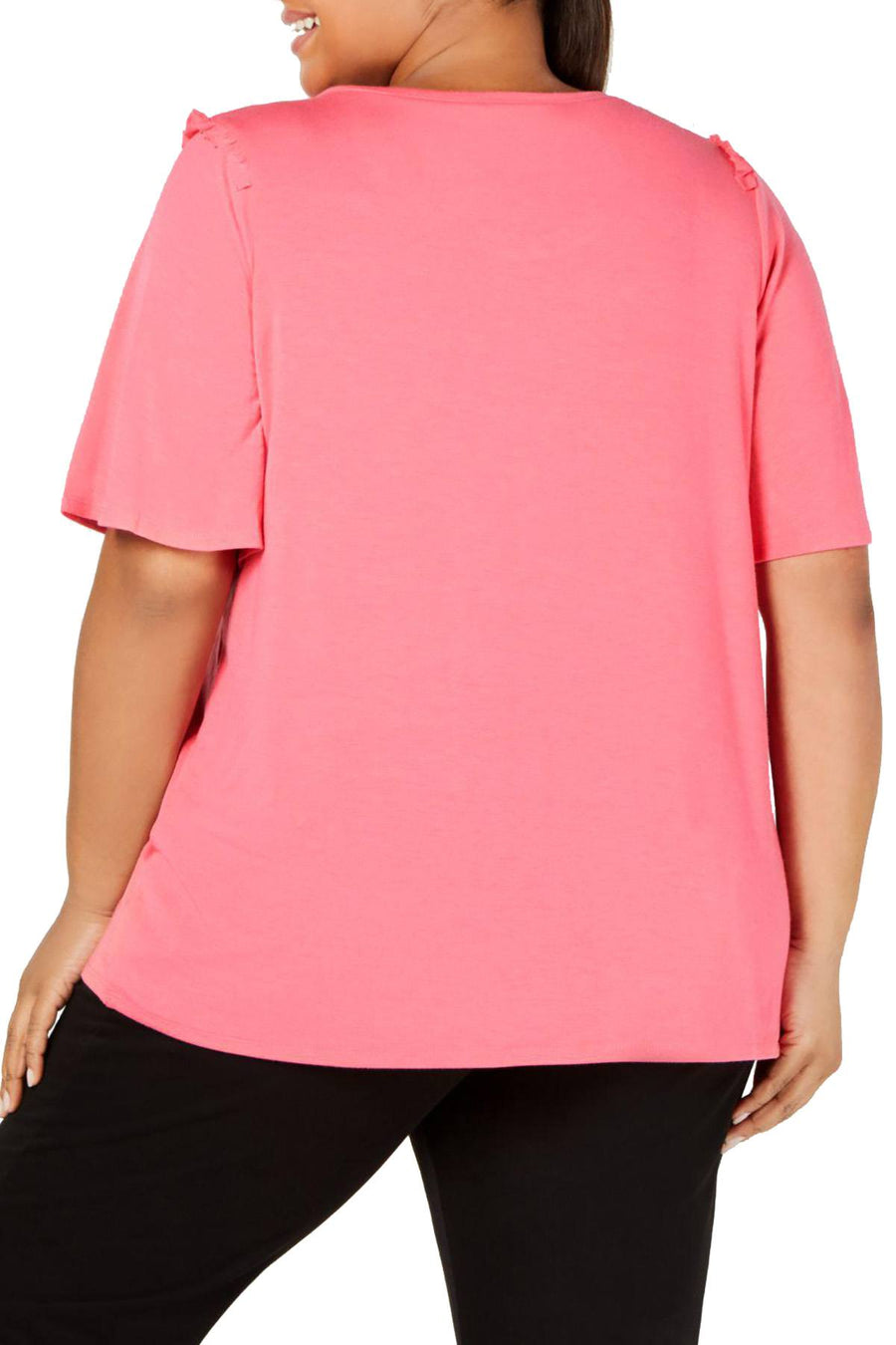 HUE Camellia Rose Bell Ruffled Sleeve Lounge Top