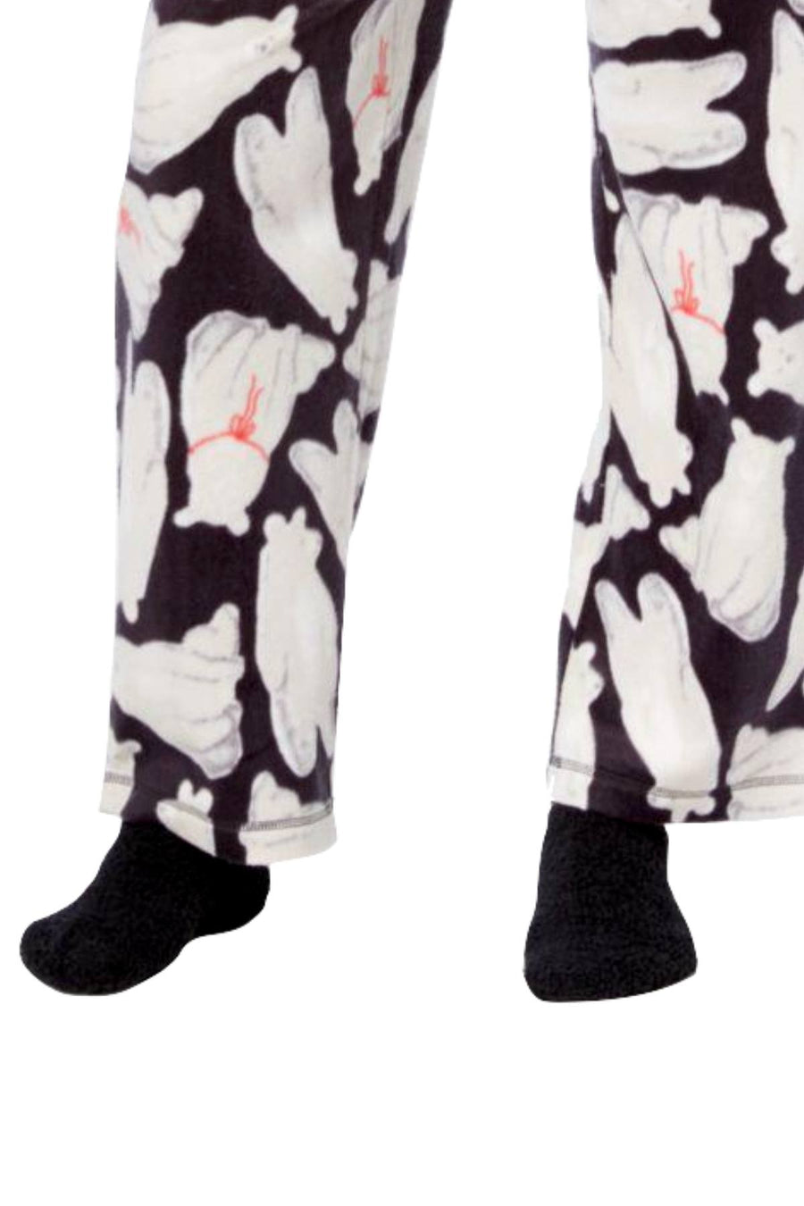HUE Lollipop-Red Sueded Fleece Top and Bear-Printed Pant 3-Piece Pajama Set