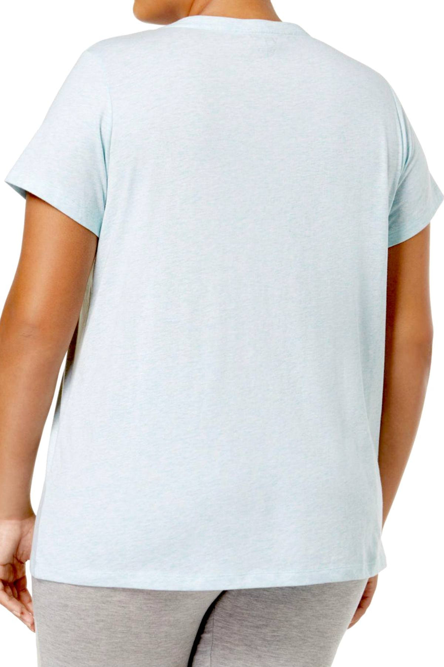 HUE PLUS Aqua-Heather V-Neck Pajama Top