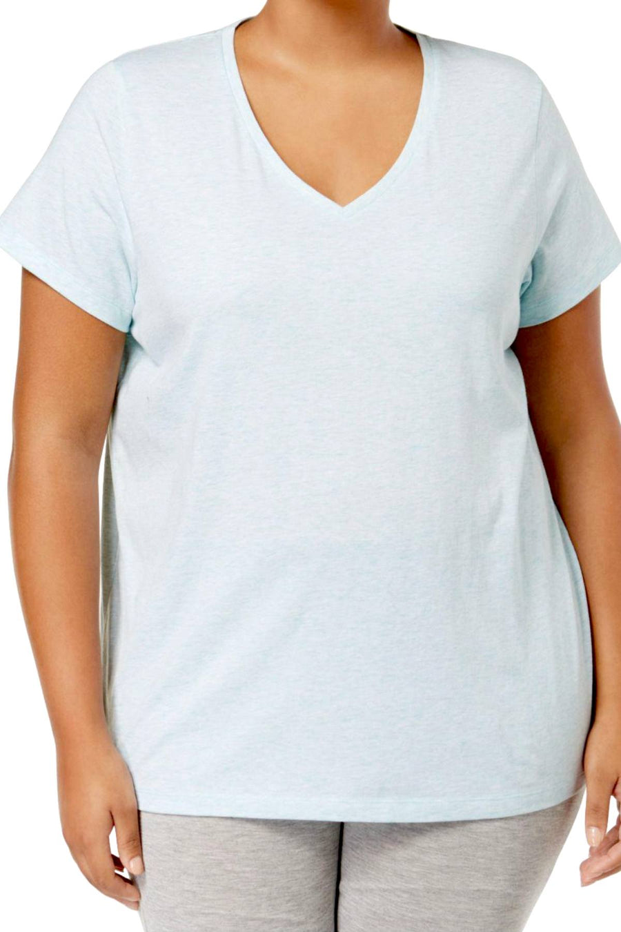 HUE PLUS Aqua-Heather V-Neck Pajama Top