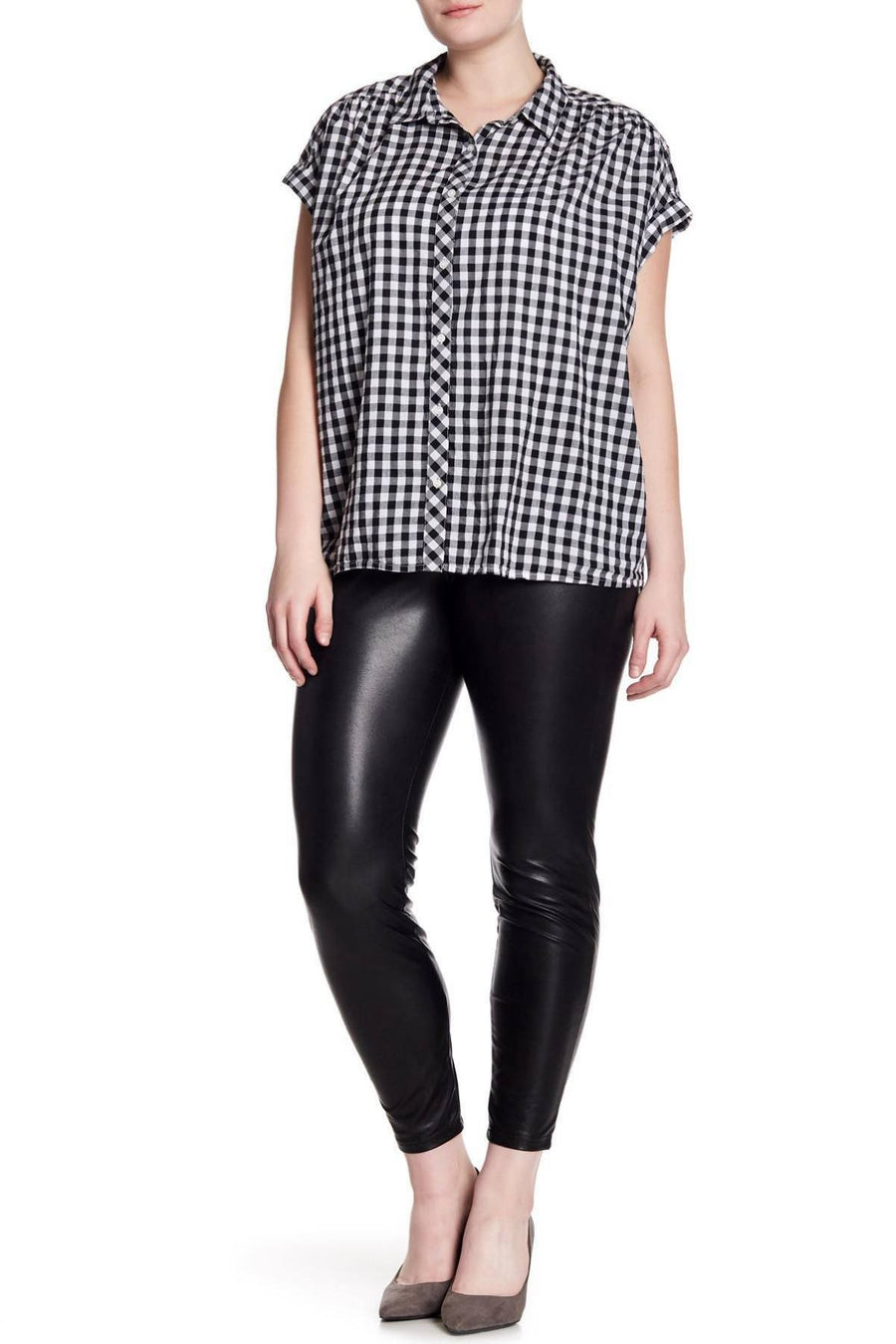 HUE PLUS Black Leatherette Legging