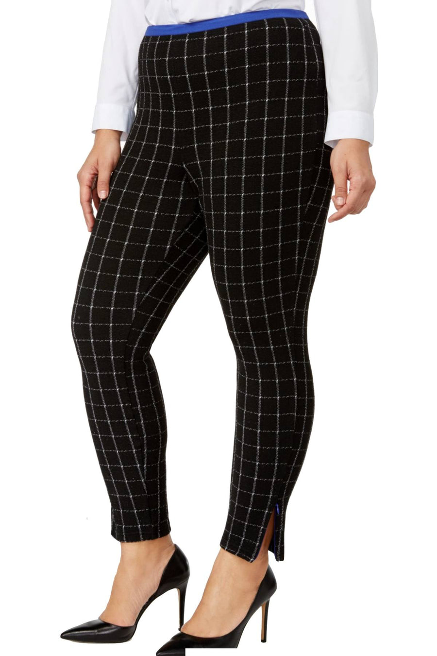 HUE PLUS Black/Royal-Blue Windowpane Loafer Skimmer