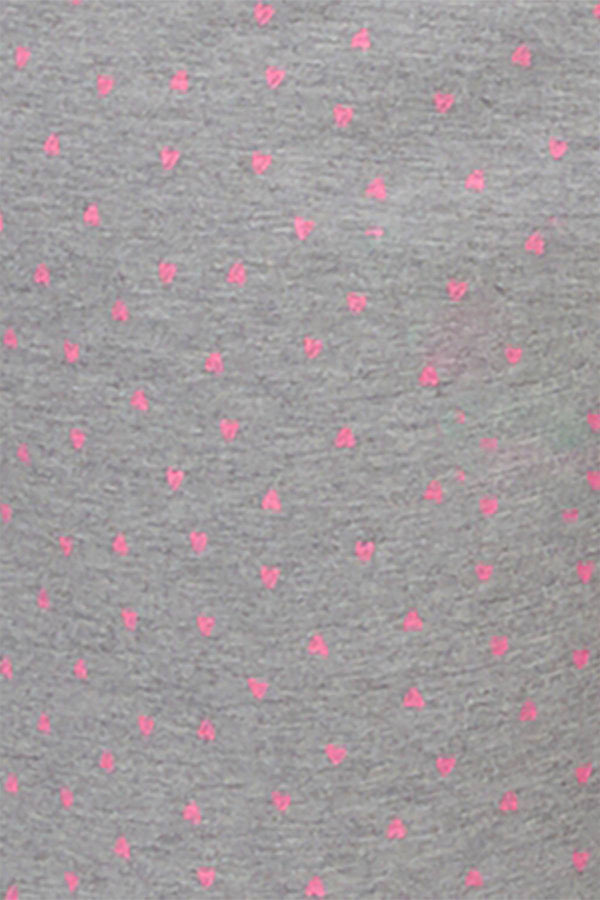 HUE PLUS Grey/Phlox-Pink Heart-Print Knit PJ Pant