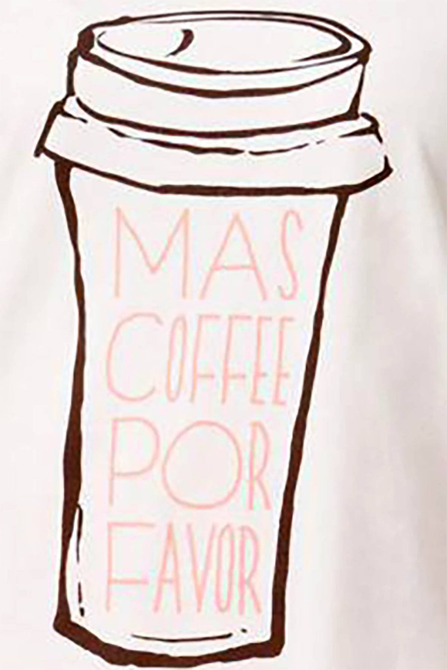 HUE PLUS Off-White/Peach Mas-Coffee 2pc Pajama Set