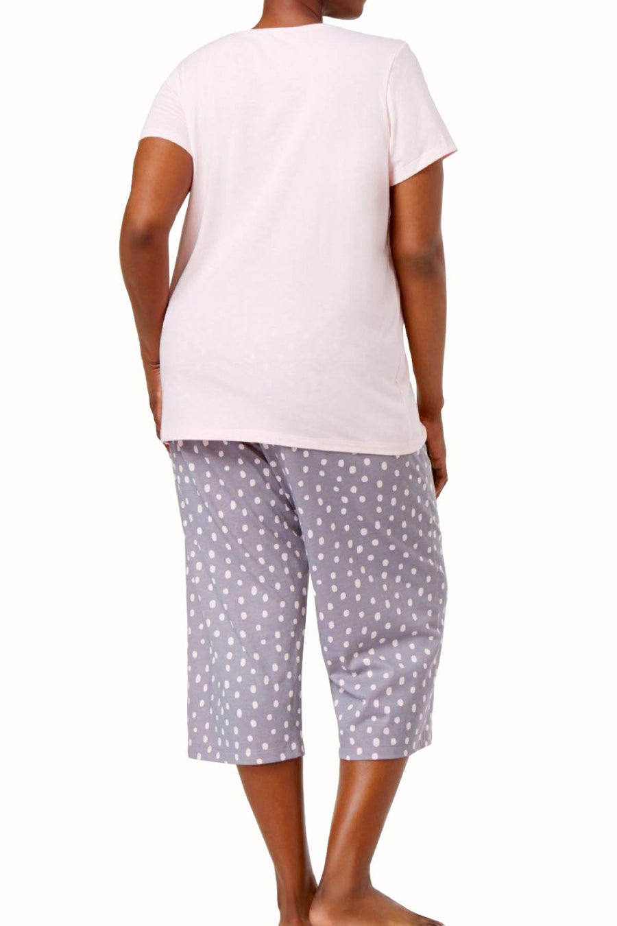 HUE PLUS Rose-Quartz Flamingo/Polka-Dot Printed PJ 2-Piece Set