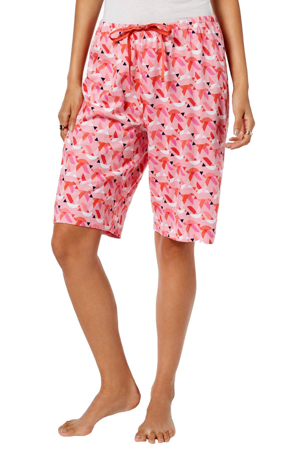 HUE PLUS Taffy-Pink Origami Birds Bermuda Sleep Short