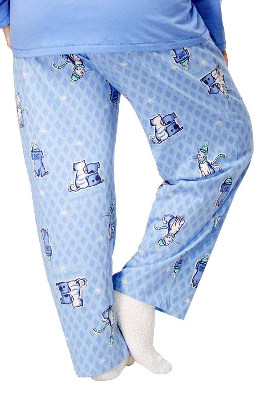 HUE PLUS Wedgewood-Blue Snuggle-Buddy Pajama Pant