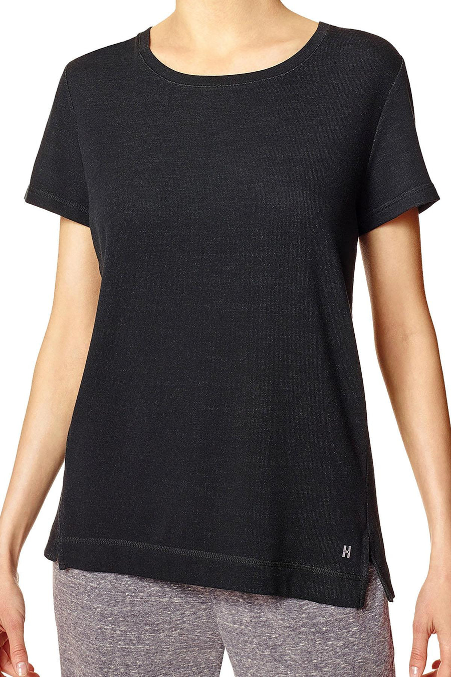 HUE Solid-Black Super Soft Terry Lounge Tee