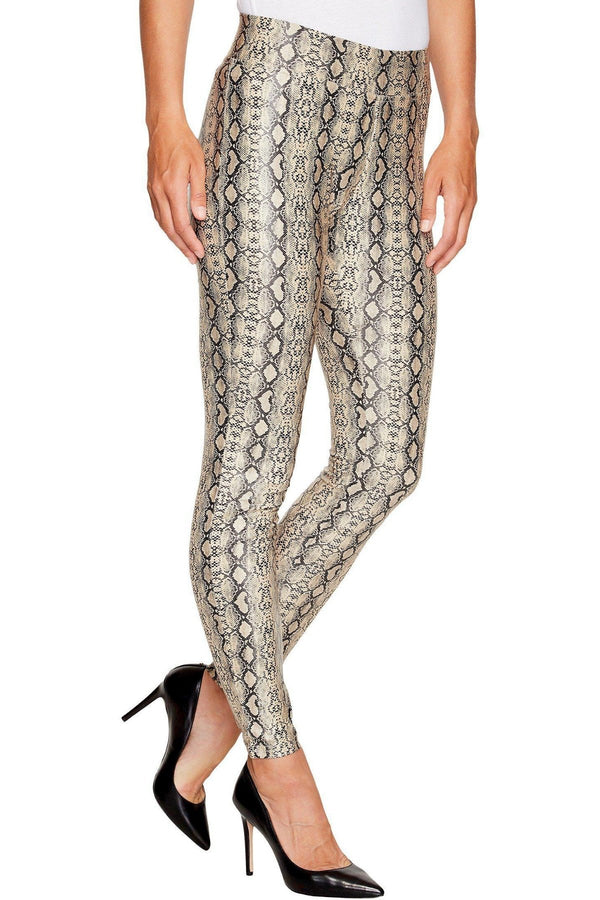HUE Taupe Python Embossed-Print Leatherette Legging