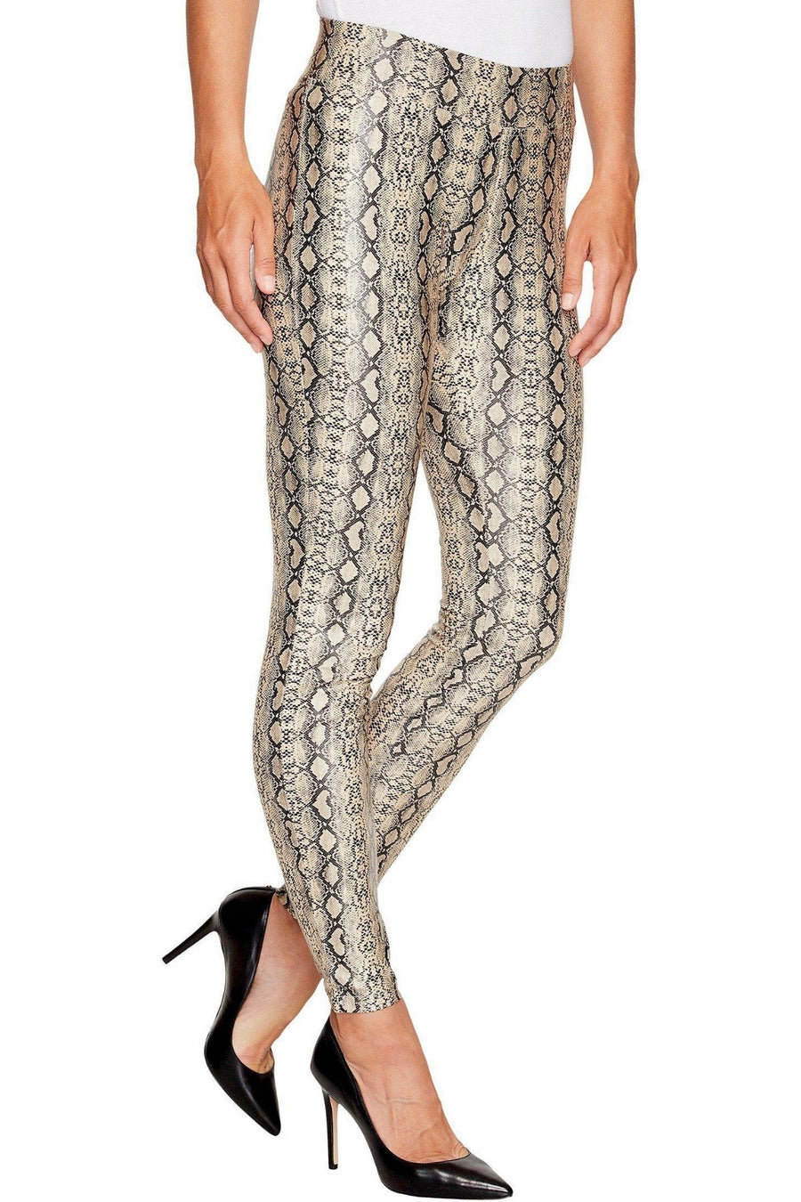 HUE Taupe Python Embossed-Print Leatherette Legging
