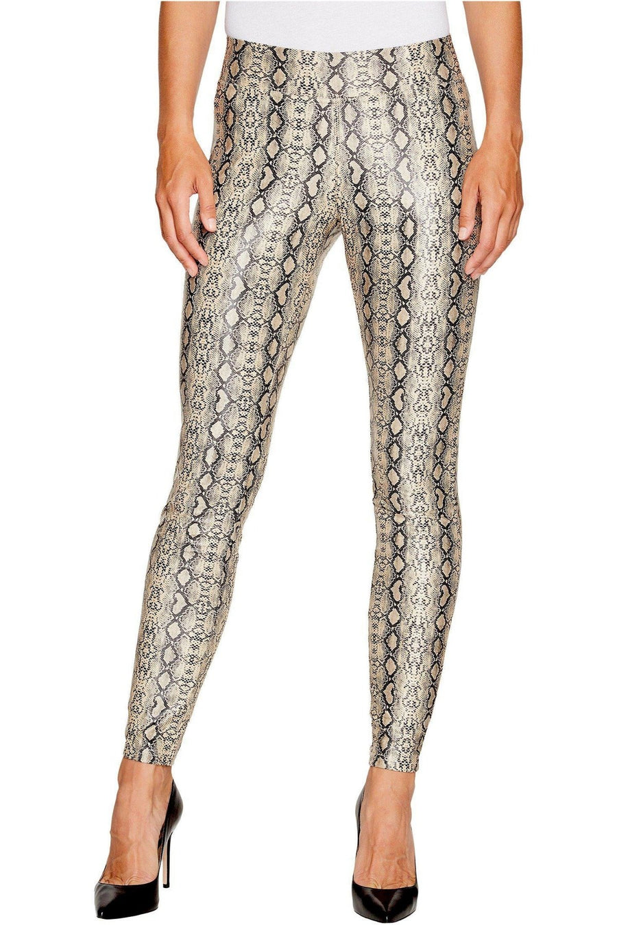 HUE Taupe Python Embossed-Print Leatherette Legging