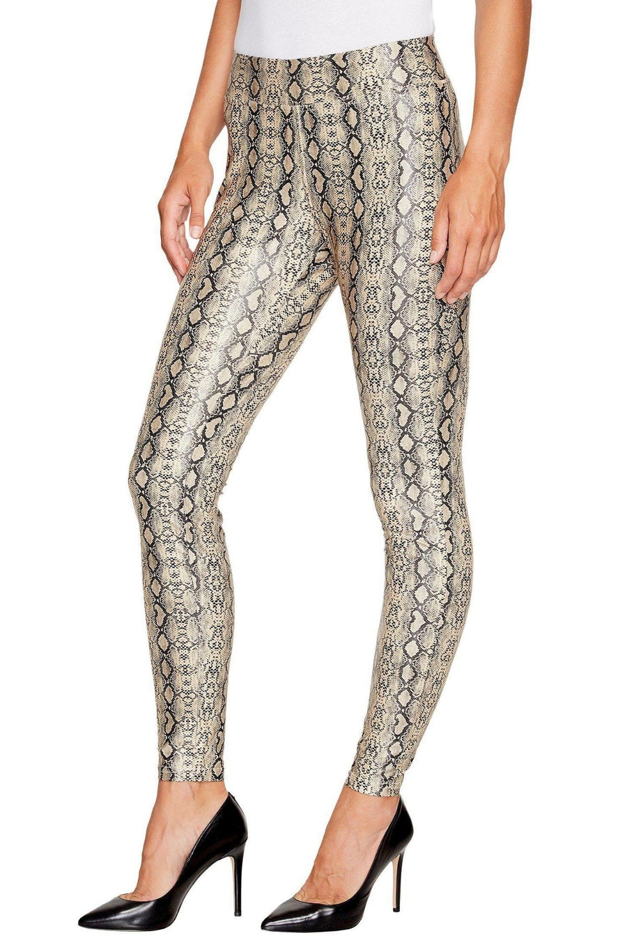 HUE Taupe Python Embossed-Print Leatherette Legging