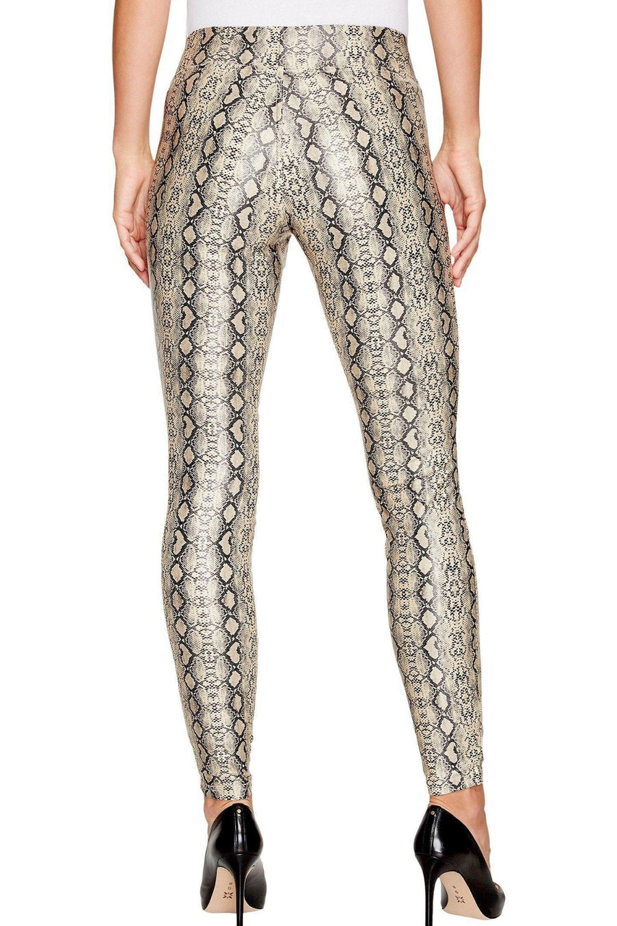 HUE Taupe Python Embossed-Print Leatherette Legging