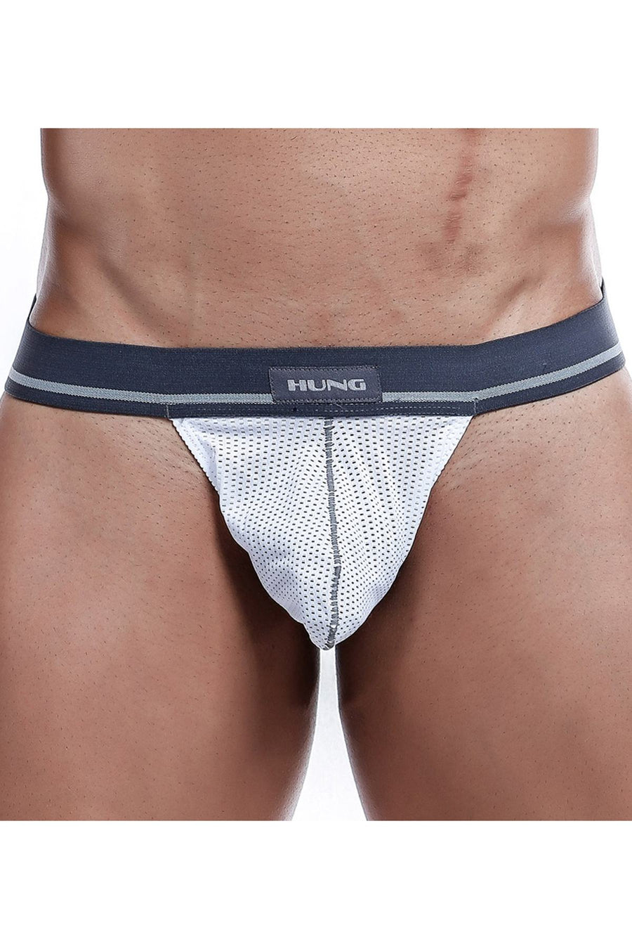 HUNG White/Grey Mesh Jockstrap