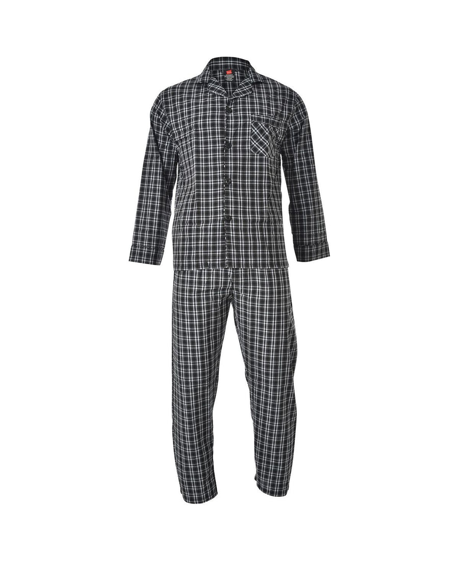Hanes Platinum Hanes Cvc Broadcloth Pajama Set Black Plaid