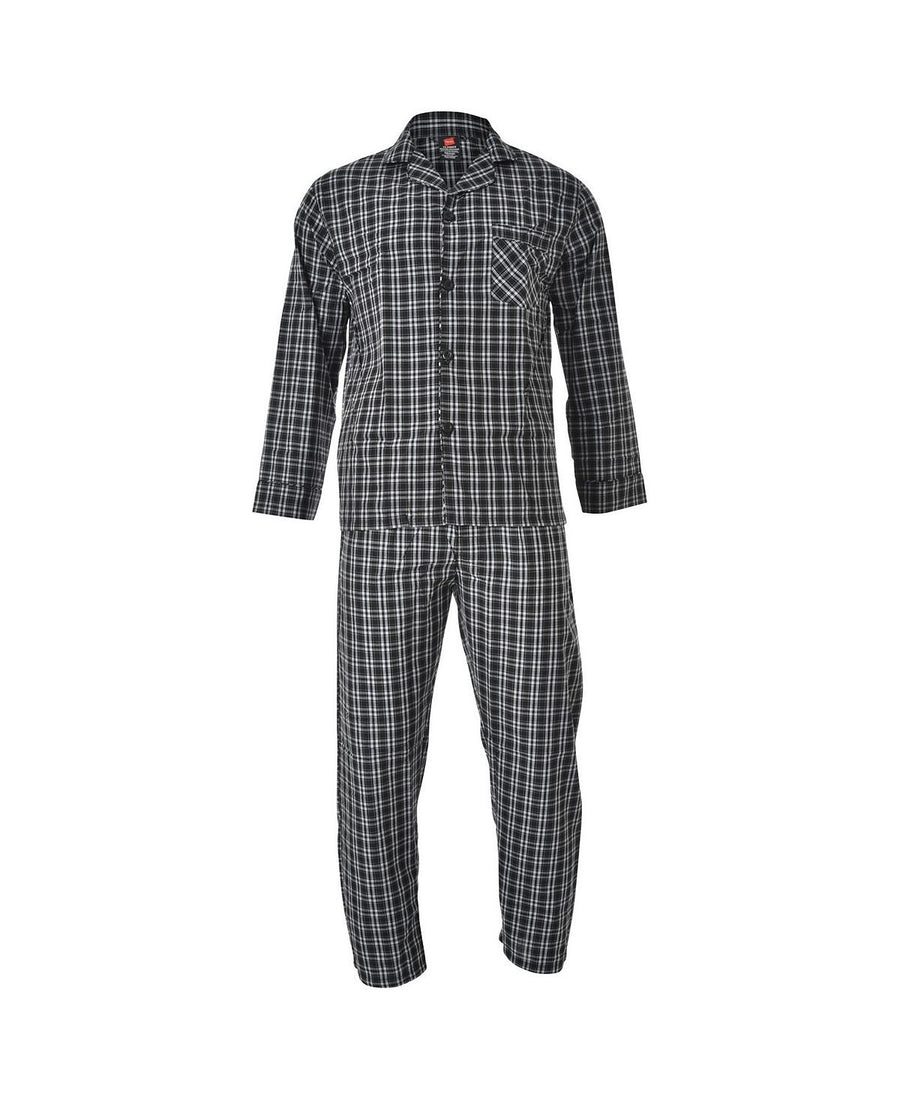 Hanes Platinum Hanes Cvc Broadcloth Pajama Set Black Plaid