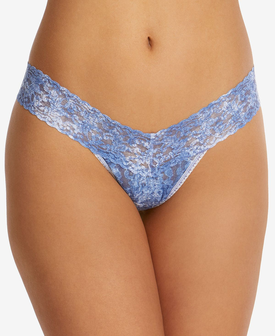 Hanky Panky One Denim Splash Low Rise Thong Underwear 4a1581 Bluewhite