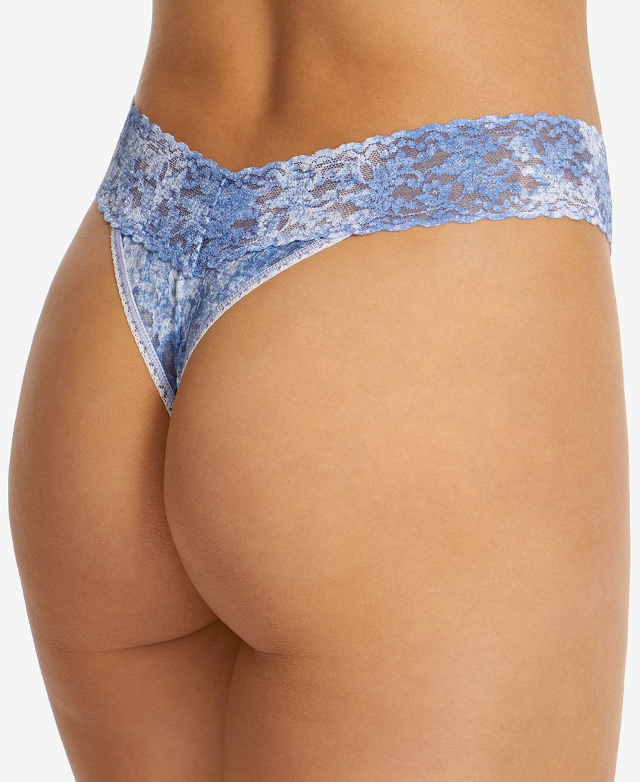 Hanky Panky One Denim Splash Original Rise Thong Underwear 4a1181 Bluewhite