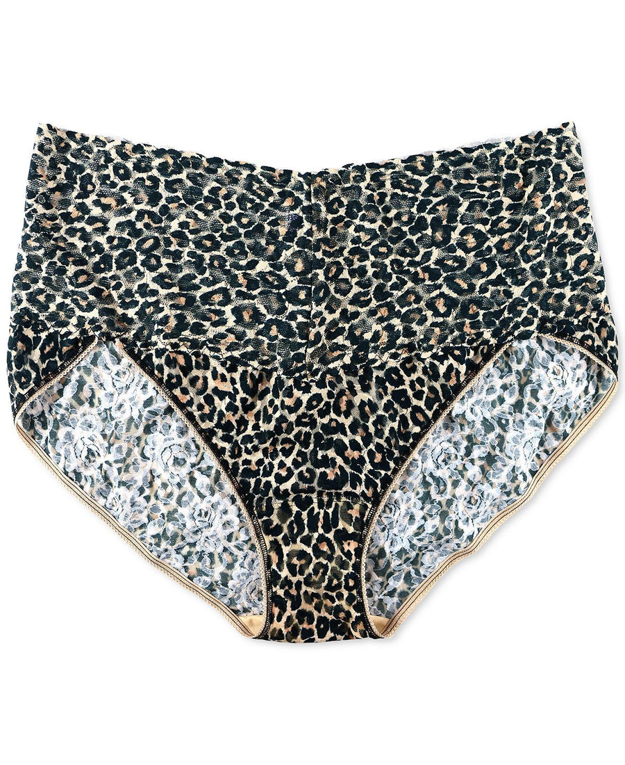 Hanky Panky Wo Plus Leopard-print Lace V-kini 2x2124x Brown/black