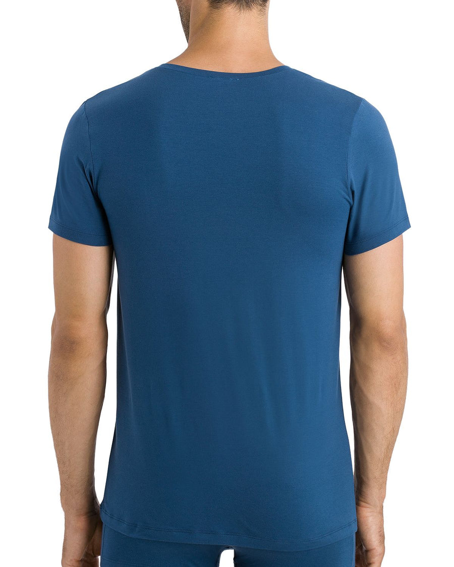 Hanro Cotton Superior Short-sleeve V-neck Dark Sea
