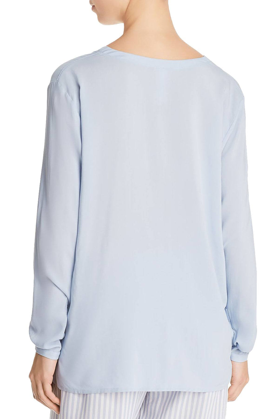 Hanro of Switzerland Clean-Blue Woven Viscose Long Sleeve Top