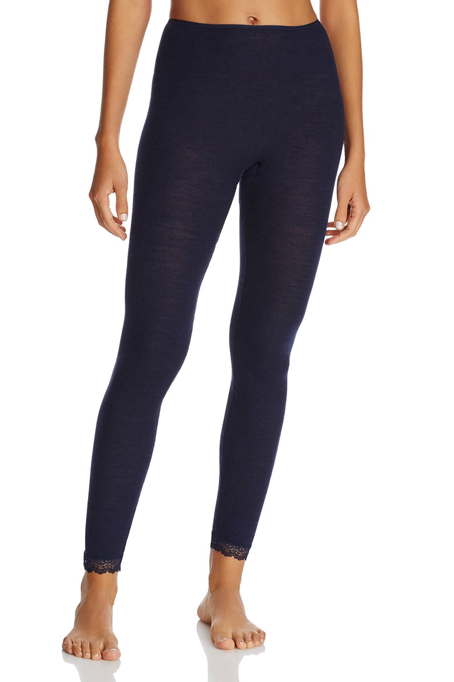 Hanro of Switzerland Ocean-Blue Woolen Lace Legging