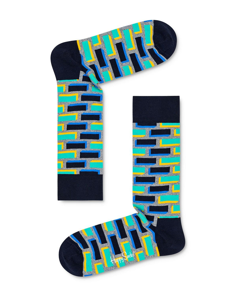 Happy Socks Brick Cube Crew Socks Blue/Green