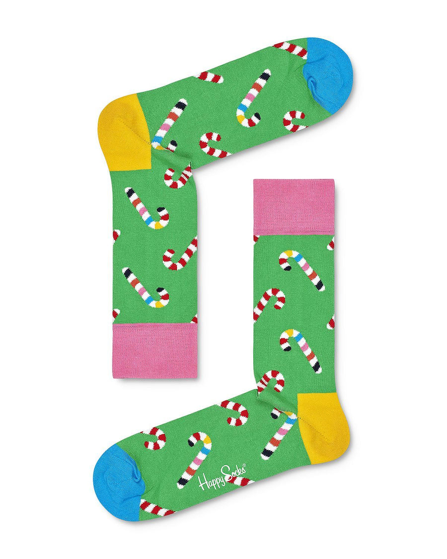 Happy Socks Candy Cane Crew Socks Green