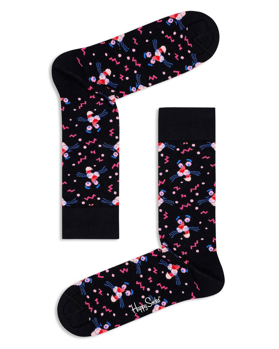 Happy Socks Pink Panther Eyes Crew Socks Black/Pink