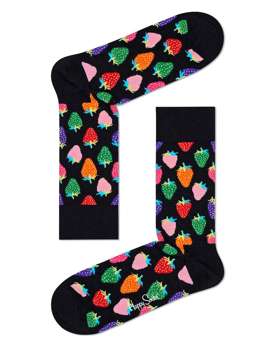 Happy Socks Strawberry Crew Socks Black/Multi