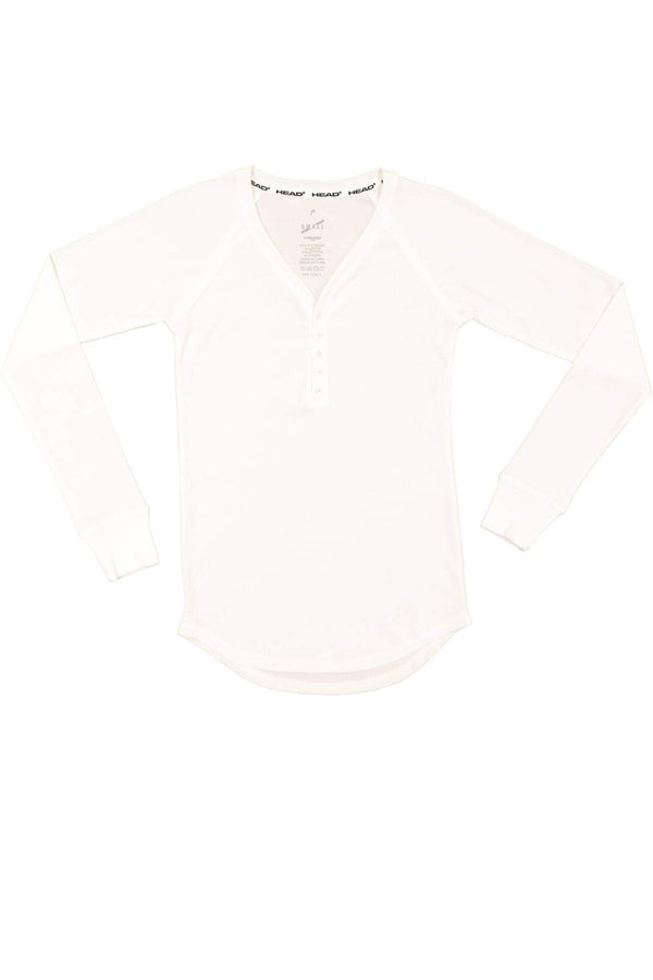 Head 2pc Feeder Stripe & Real White Ladies Henley Pajama Set