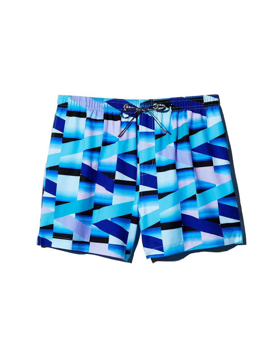 Homoco X Ed Granger Geometric Print Swim Trunks in After Dark
