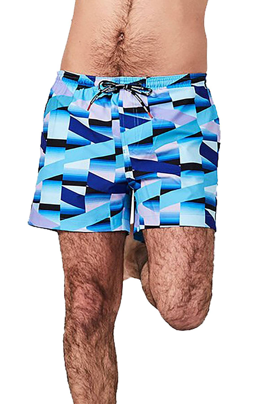 Homoco X Ed Granger Geometric Print Swim Trunks in After Dark