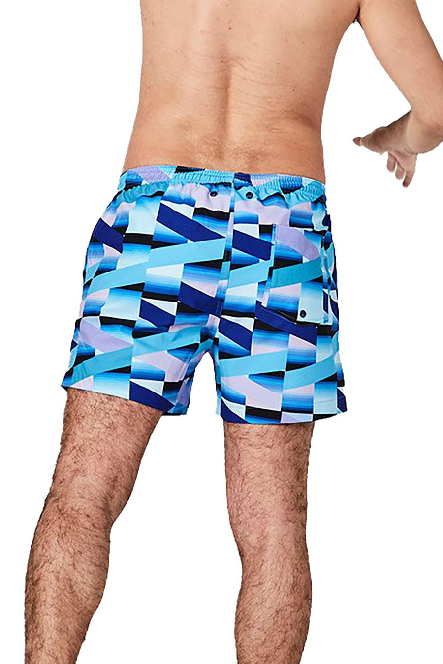 Homoco X Ed Granger Geometric Print Swim Trunks in After Dark