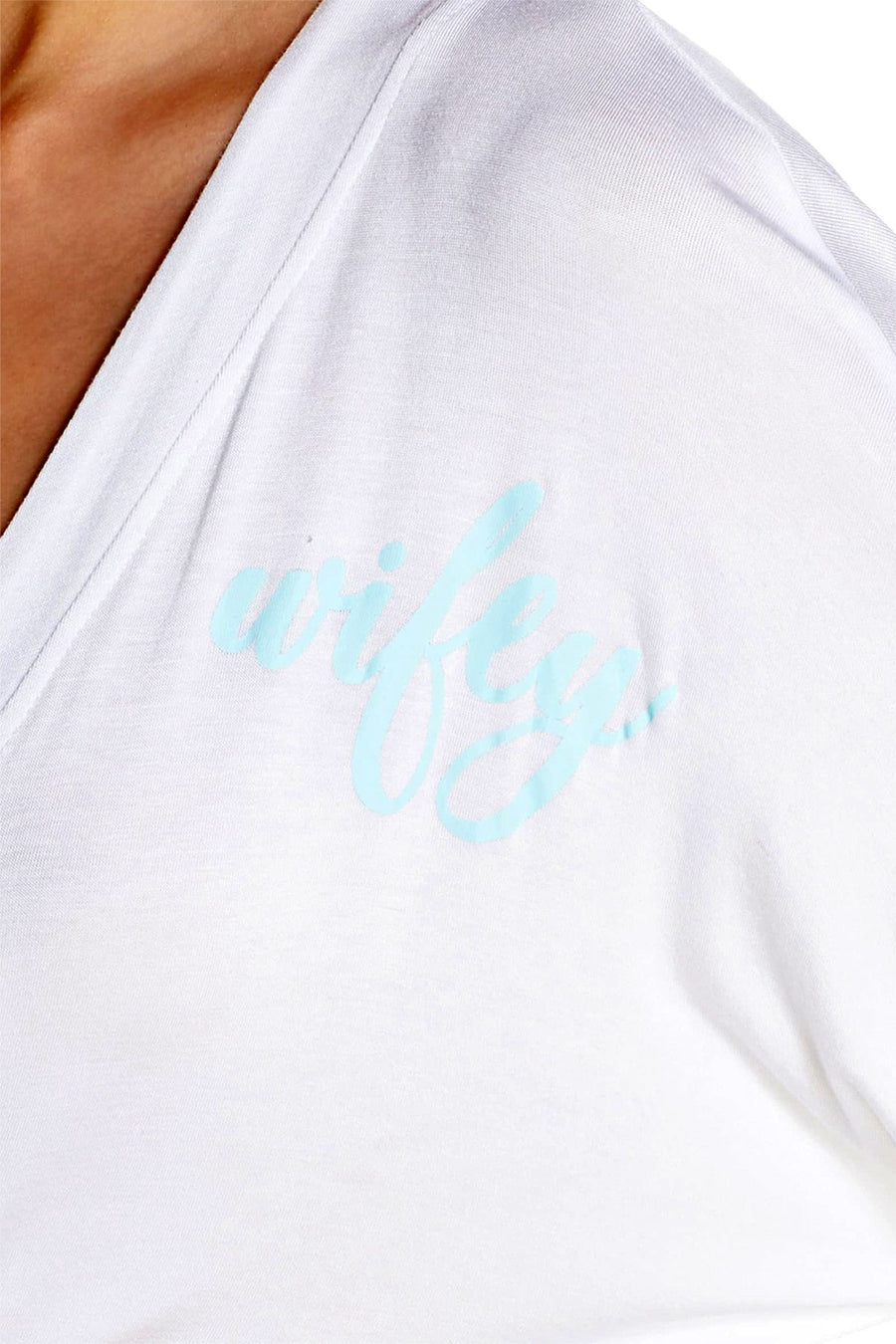 Honeydew Intimates White 'Wifey' Rayon Short Robe