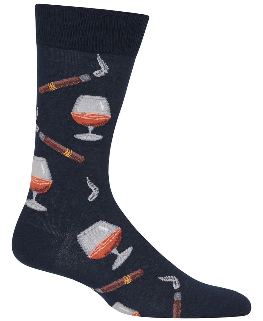 Hot Sox Socks Cognac & Cigars Crew Navy