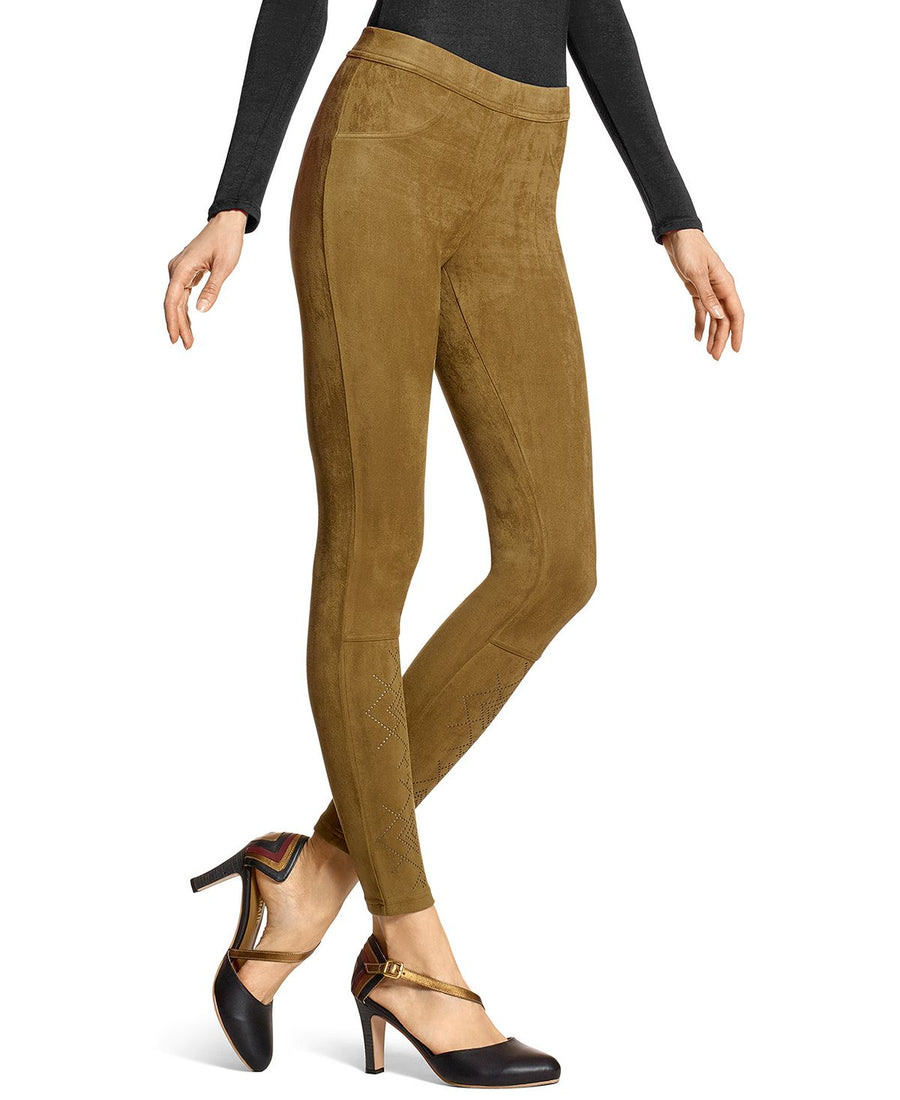 Hue Laser-cut Microsuede Leggings Artichoke