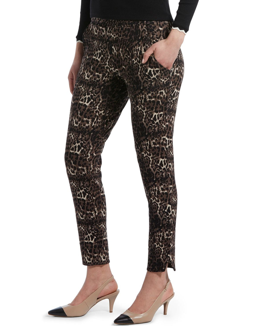 Hue Leopard-print Pont-knit 7/8 Leggings Brown