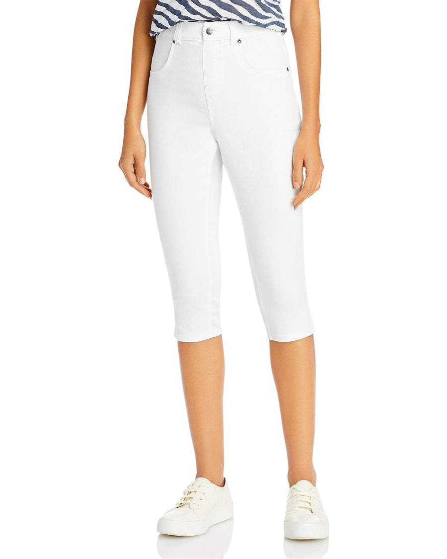 Hue Ultra Soft Denim High Waist Short Capri Leggings White