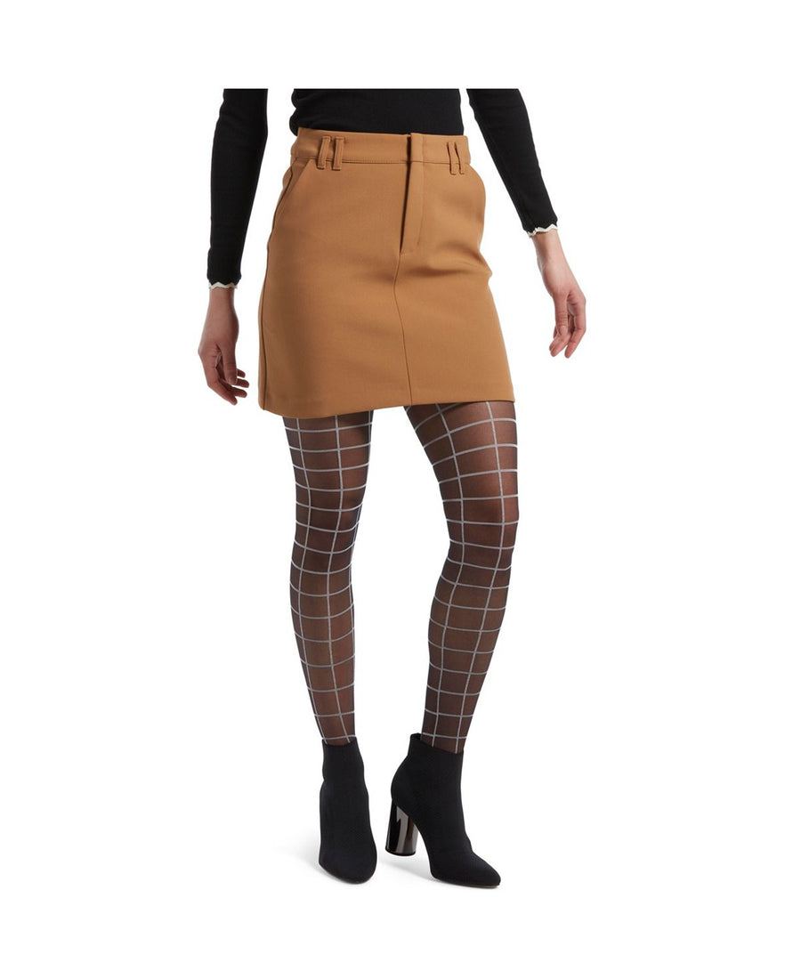 Hue Wo Windowpane Sheers With Control Top Pantyhose Black