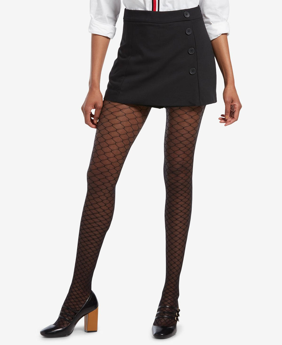 Hue faux Fishnet Printed Tights Black