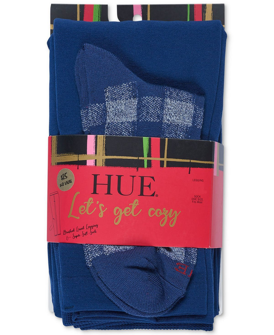 Hue let's Get Cozy Leggings & Socks 2pc Gift Set Navy
