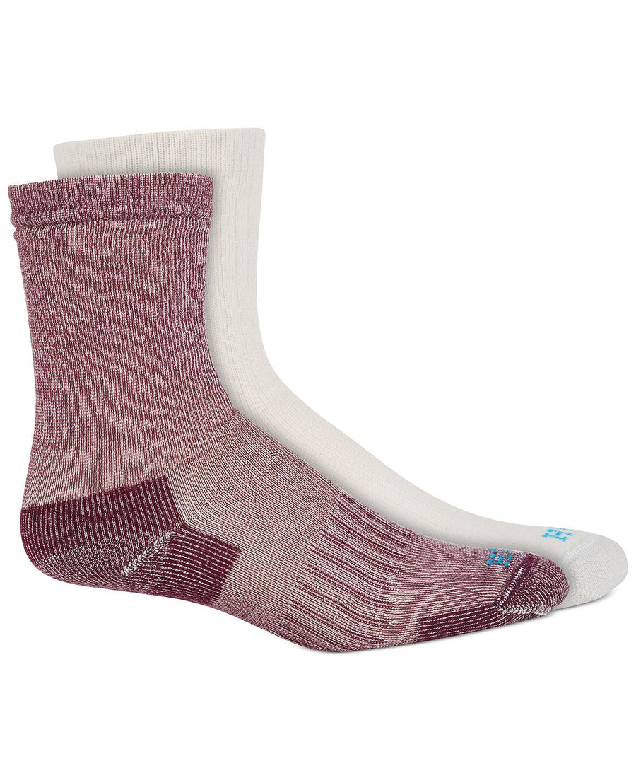 Hue wo 2-pk. Crew Socks Maroon/Lt Grey